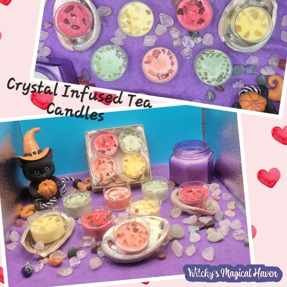 Crystal Infused Tea Light Candle Sets of 4 - Picture 3 of 9